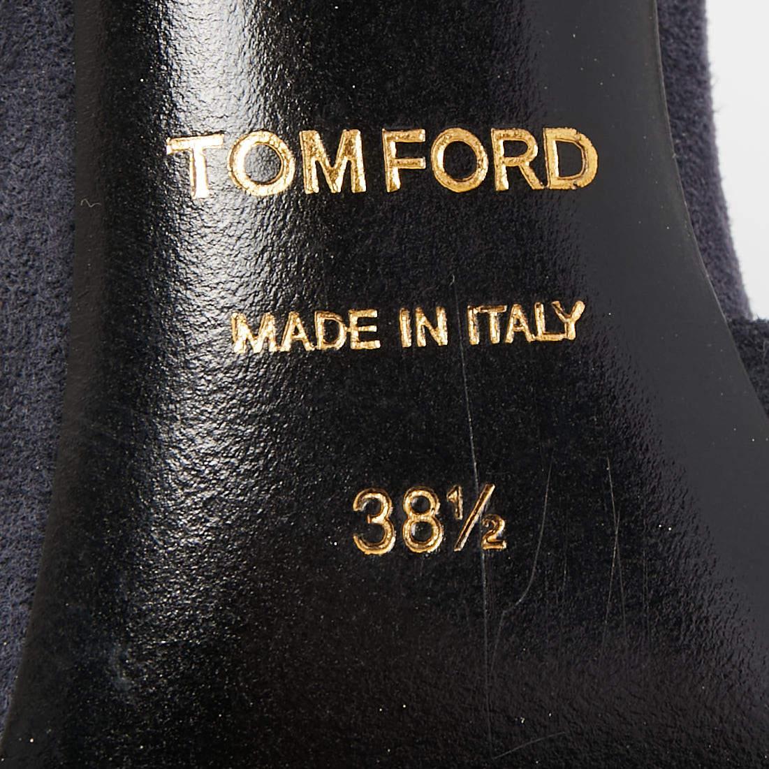 Tom Ford  Navy Blue Suede Pointed Toe Dorsay Pumps Size 38.5 4