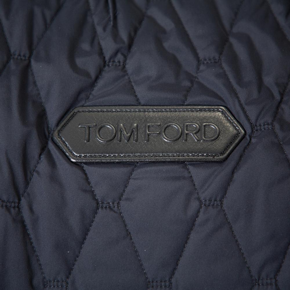 Tom Ford Navy Blue Synthetic Quilted Jacket L at 1stDibs