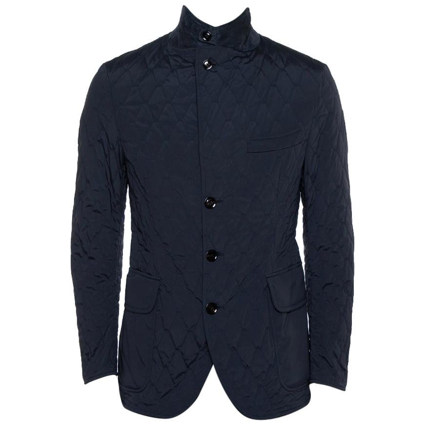 Tom Ford Navy Blue Synthetic Quilted Jacket L at 1stDibs