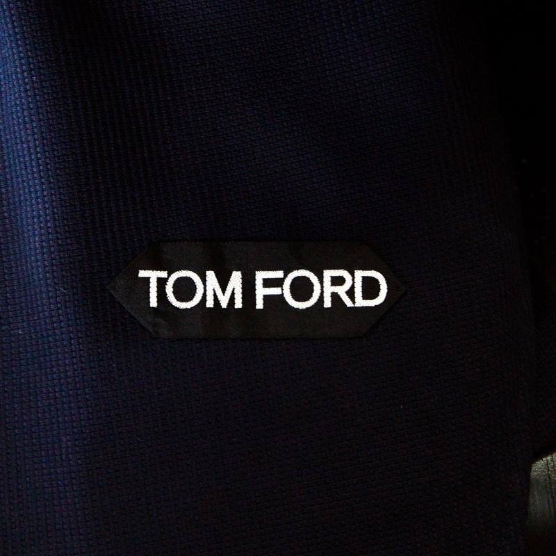 Tom Ford Navy Blue Waffle Textured Cotton Canvas Buckley Jacket L For ...