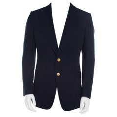 Tom Ford Navy Blue Waffle Textured Cotton Canvas Buckley Jacket L