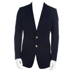 Tom Ford Navy Blue Waffle Textured Cotton Canvas Buckley Jacket L