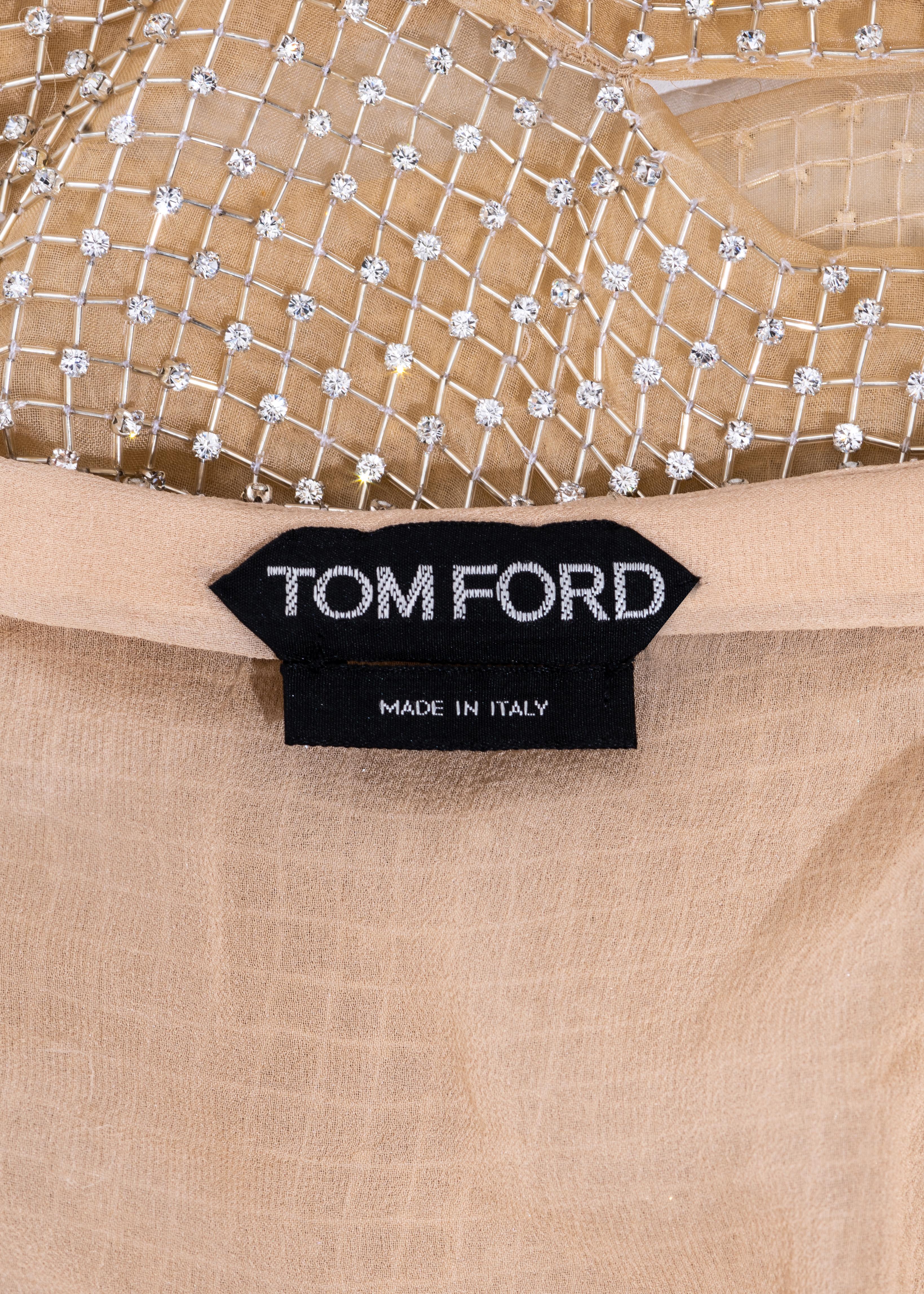 Tom Ford nude silk organza evening dress in a lattice of glass beads, ss 2013 1