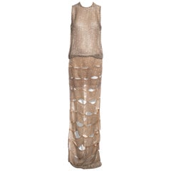 Tom Ford nude silk organza evening dress in a lattice of glass beads, ss 2013