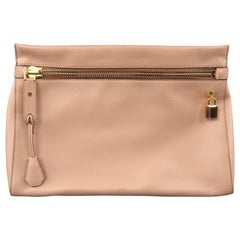 TOM FORD Nude strukturierte Leder Gold Padlock ALIX Clutch Handtasche