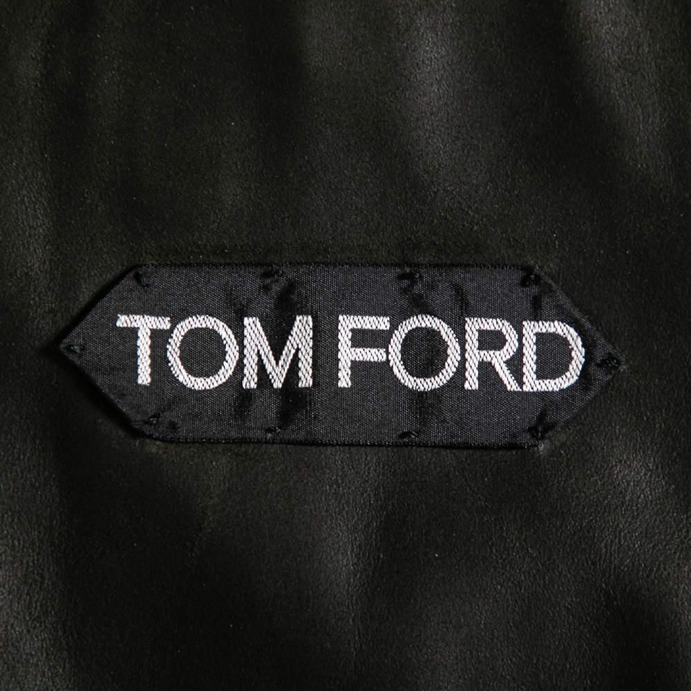 Tom Ford Olive Green Leather Button Front Jacket XL For Sale 3