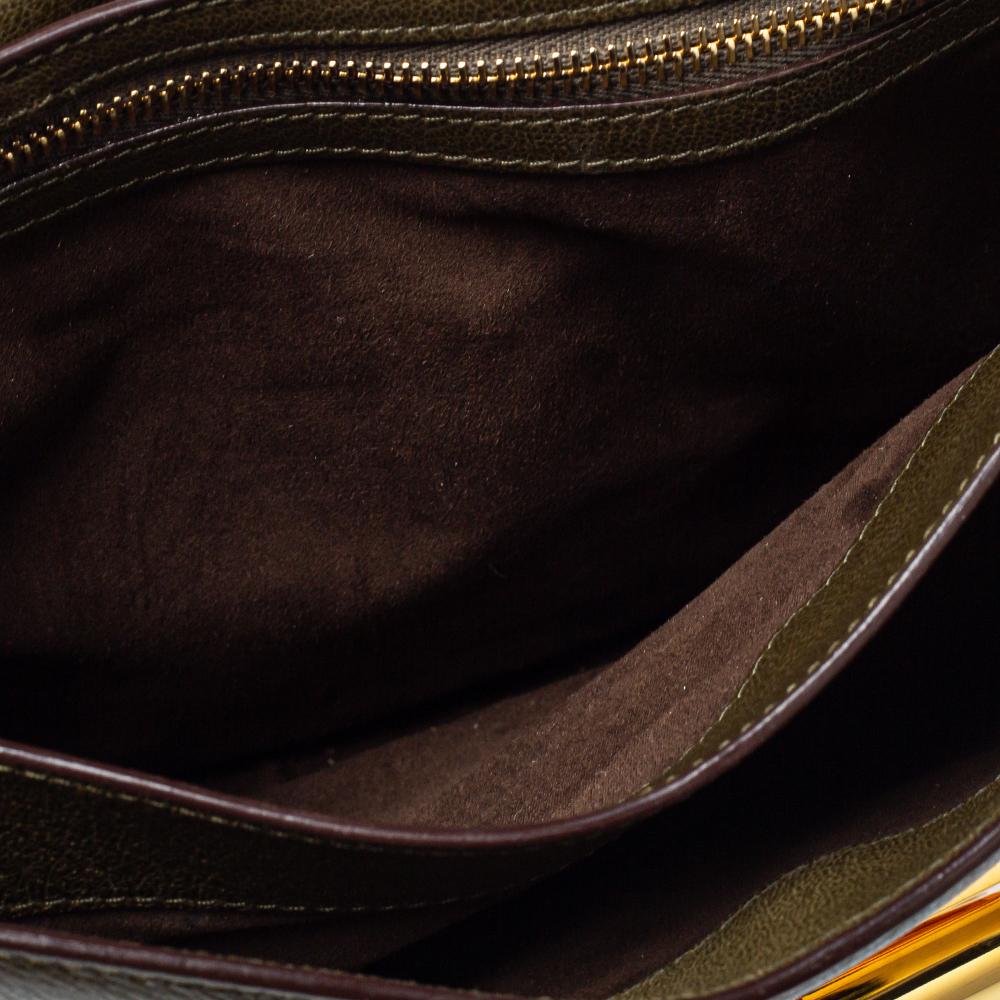 Tom Ford Olive Green Leather Large Natalia Shoulder Bag In Good Condition For Sale In Dubai, Al Qouz 2
