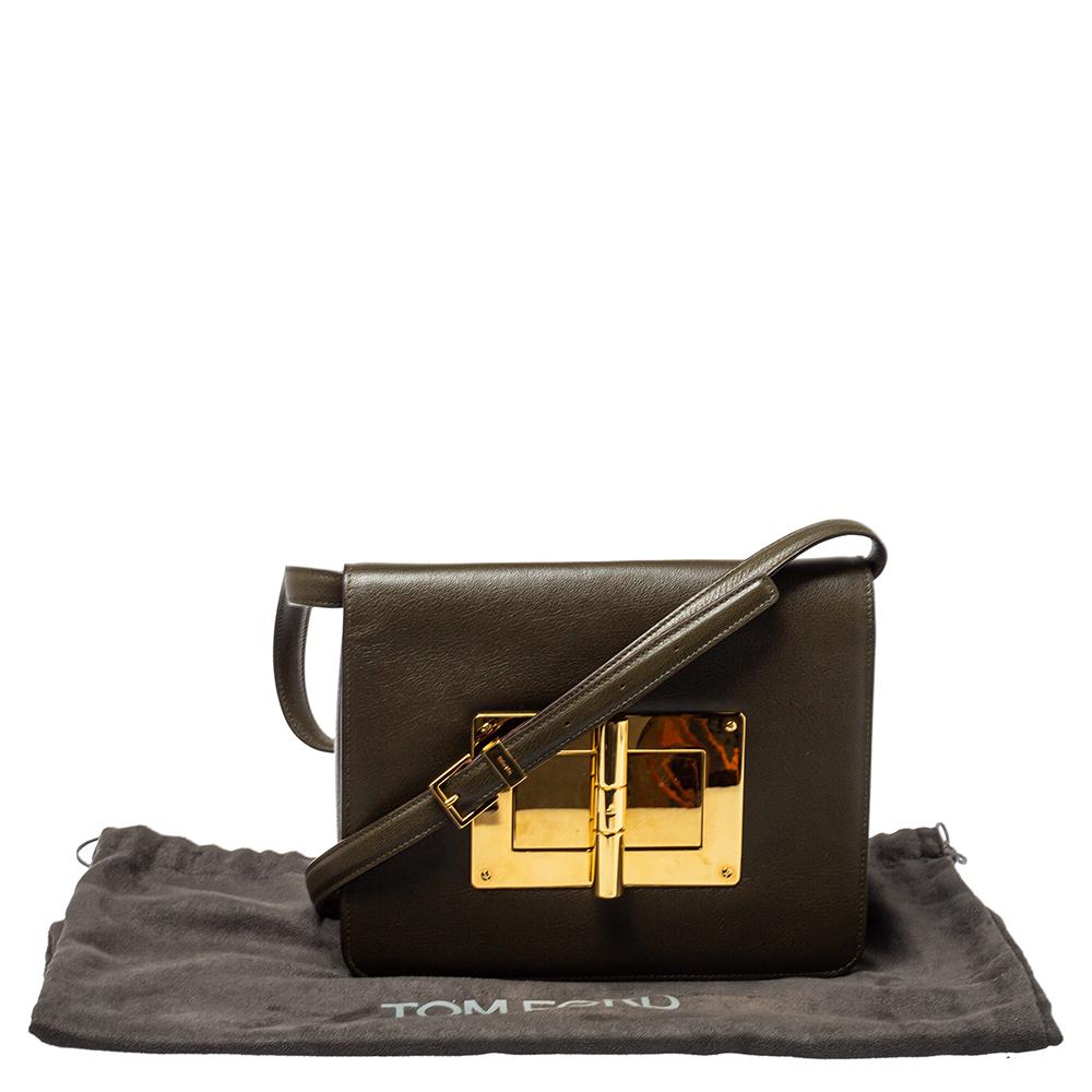 Tom Ford Borsa a spalla grande Natalia in pelle verde oliva 3