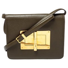 Tom Ford Olive Green Leather Large Natalia Shoulder Bag