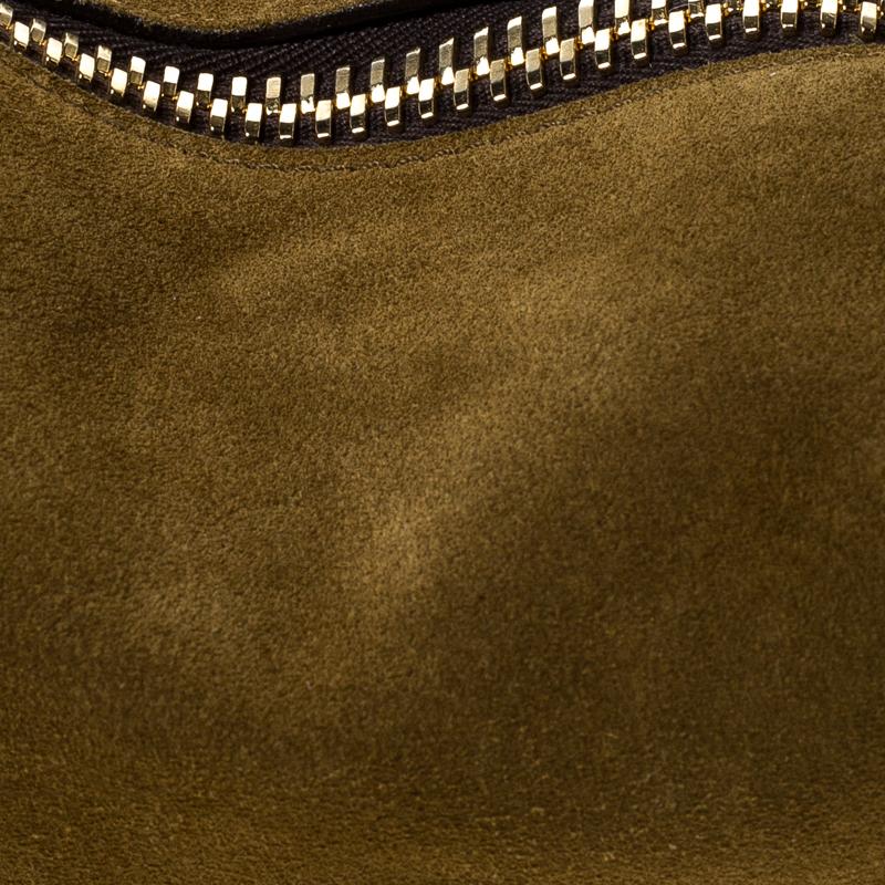 Tom Ford Olive Green Suede and Leather Shoulder Bag 3