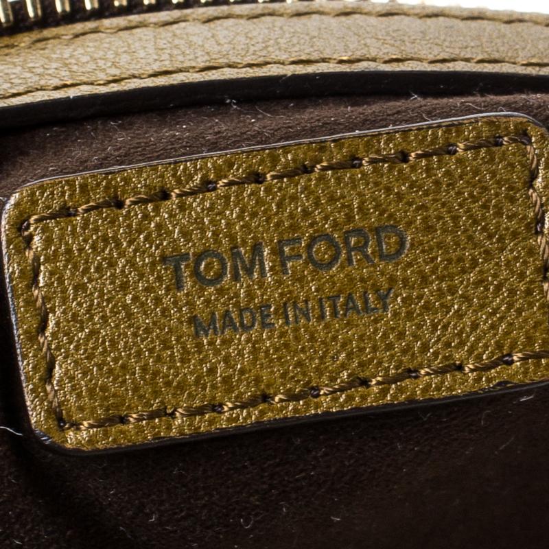 Tom Ford Olive Green Suede and Leather Shoulder Bag In Excellent Condition In Dubai, Al Qouz 2