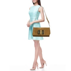 Tom Ford Olive Green Suede Natalia Convertible Clutch