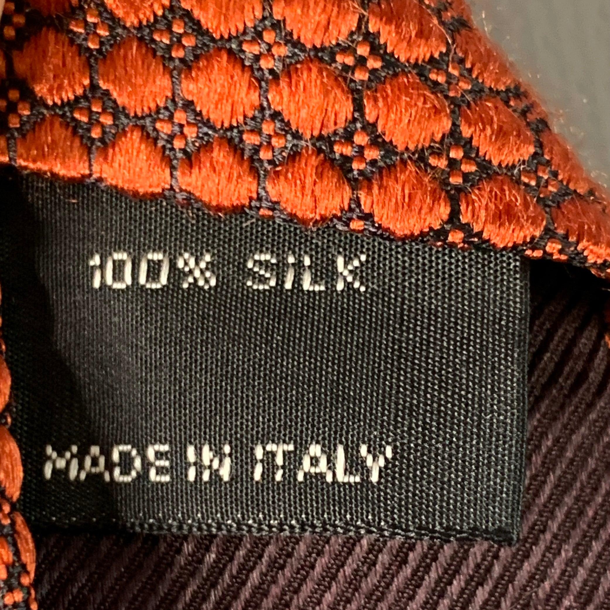 Tom Ford - cravatta in seta a scacchiera nera mattone taglia unica in vendita 2