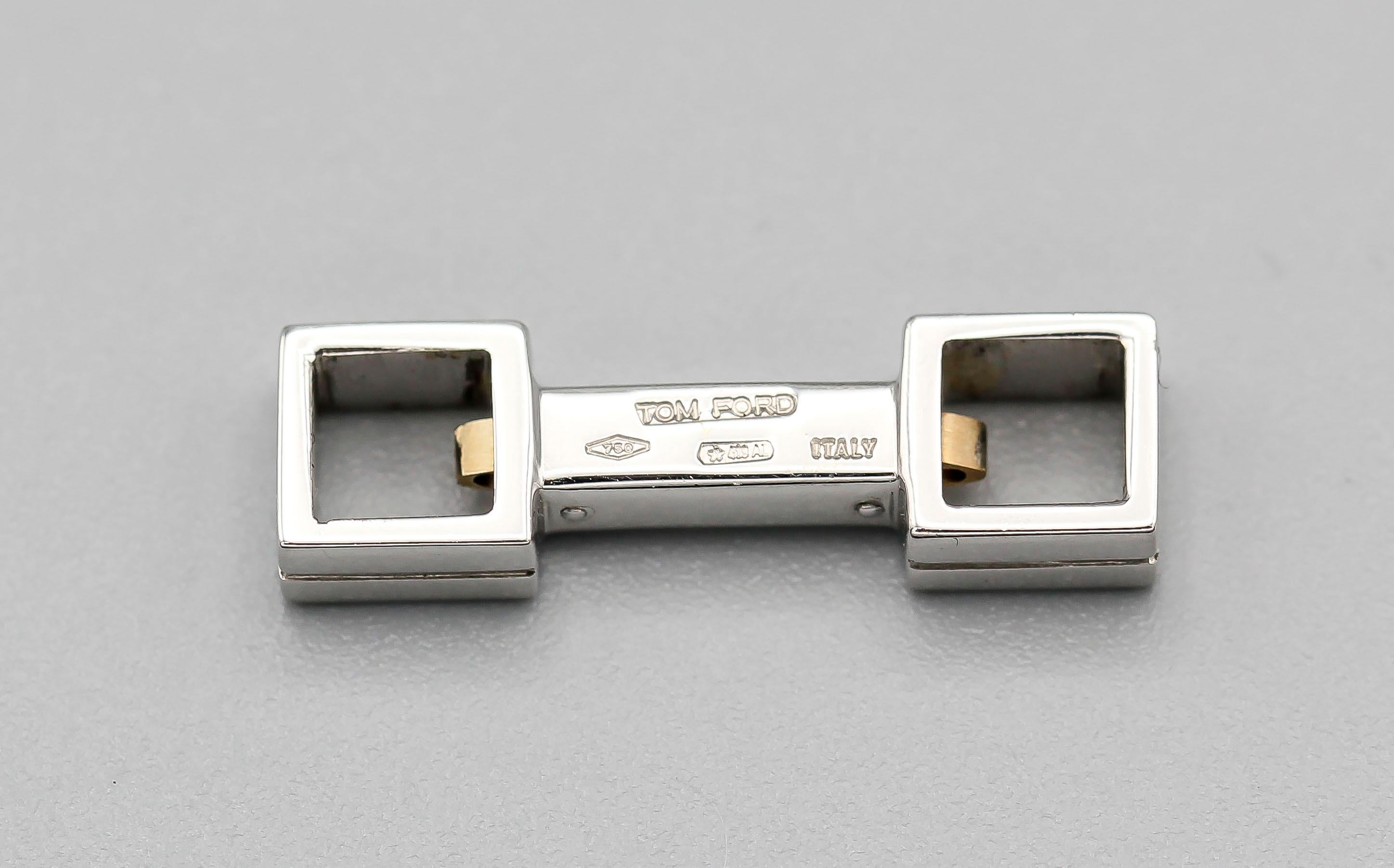 Tom Ford Boutons de manchette barre en or blanc 18 carats et onyx Bon état à New York City, NY