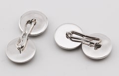 Tom Ford Onyx 18k White Gold Round Disc Cufflinks