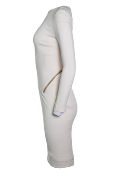 Tom Ford, Open back zip detailed white stretch dress