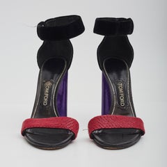 Tom Ford Open Toe Purple Beads Ankle Strap Heels (EU 39  US 8)