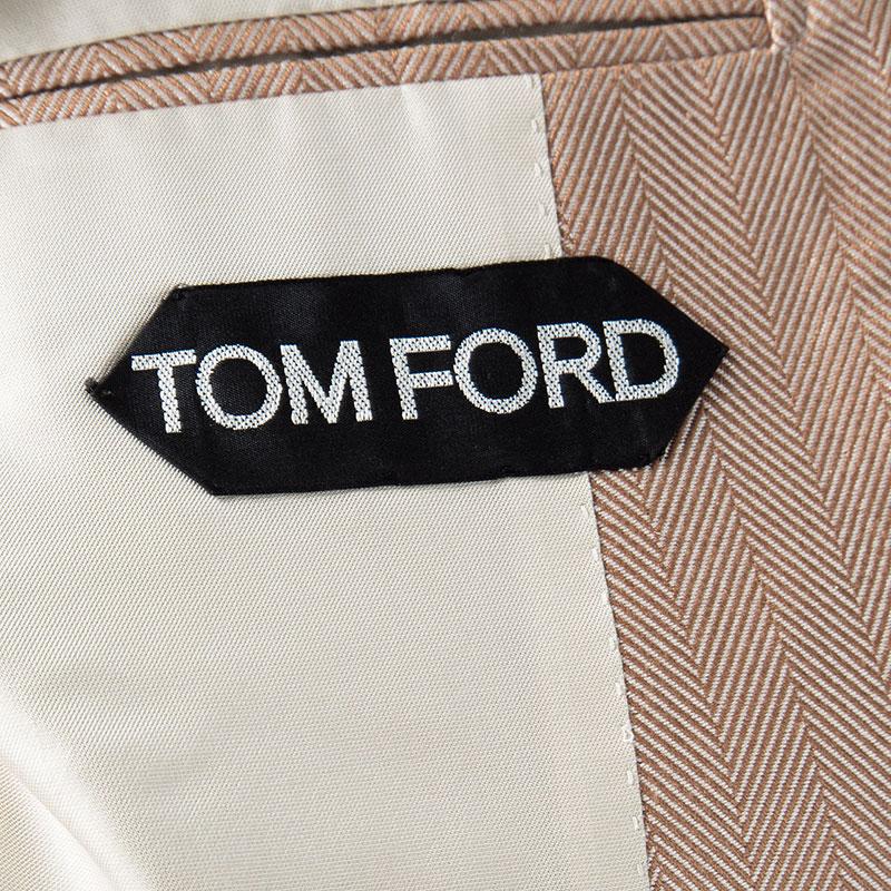 Men's Tom Ford Orange Herringbone Pattern Silk Blazer L