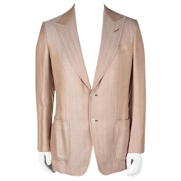 Tom Ford Orange Herringbone Pattern Silk Blazer L at 1stDibs