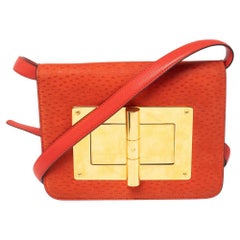 Tom Ford Orange Nubuck and Leather Small Natalia Shoulder Bag