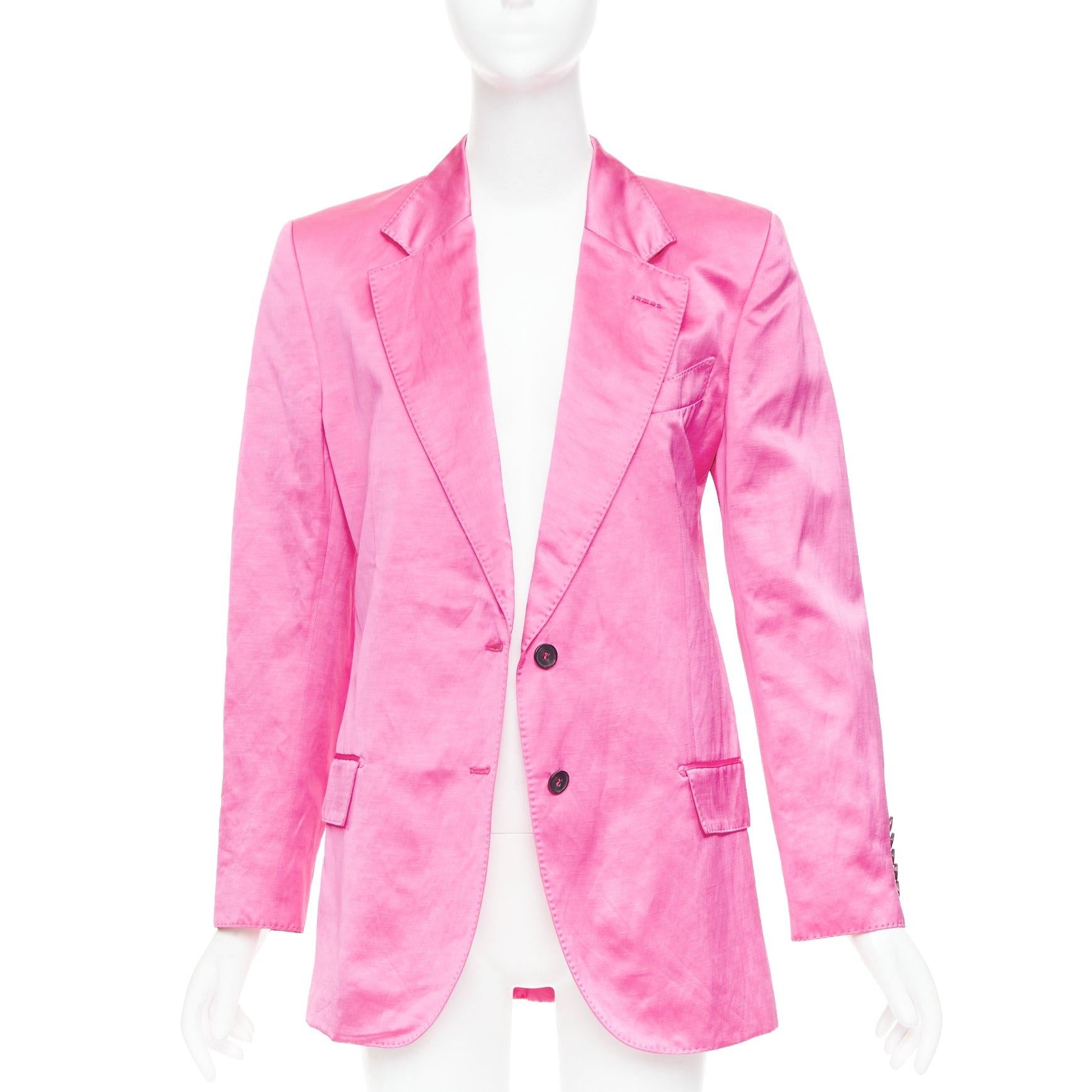 Rosa Tom Ford giacca blazer oversize in raso rosa orchidea con risvolto cucito a mano IT36 XXS in vendita