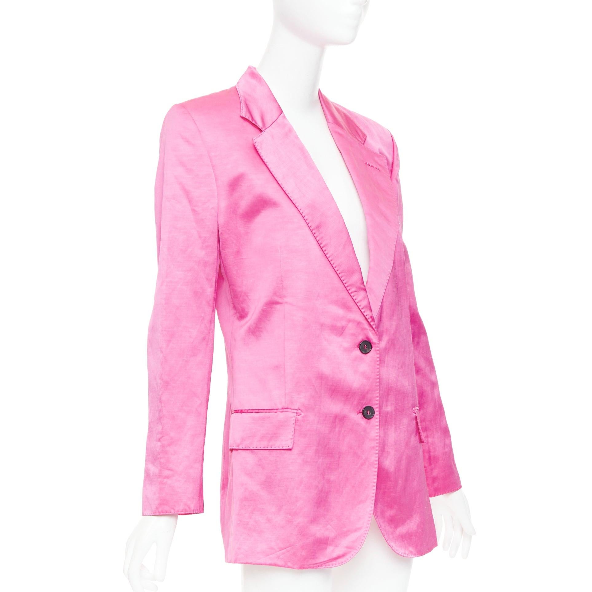 Tom Ford giacca blazer oversize in raso rosa orchidea con risvolto cucito a mano IT36 XXS In condizioni buone in vendita a Hong Kong, NT