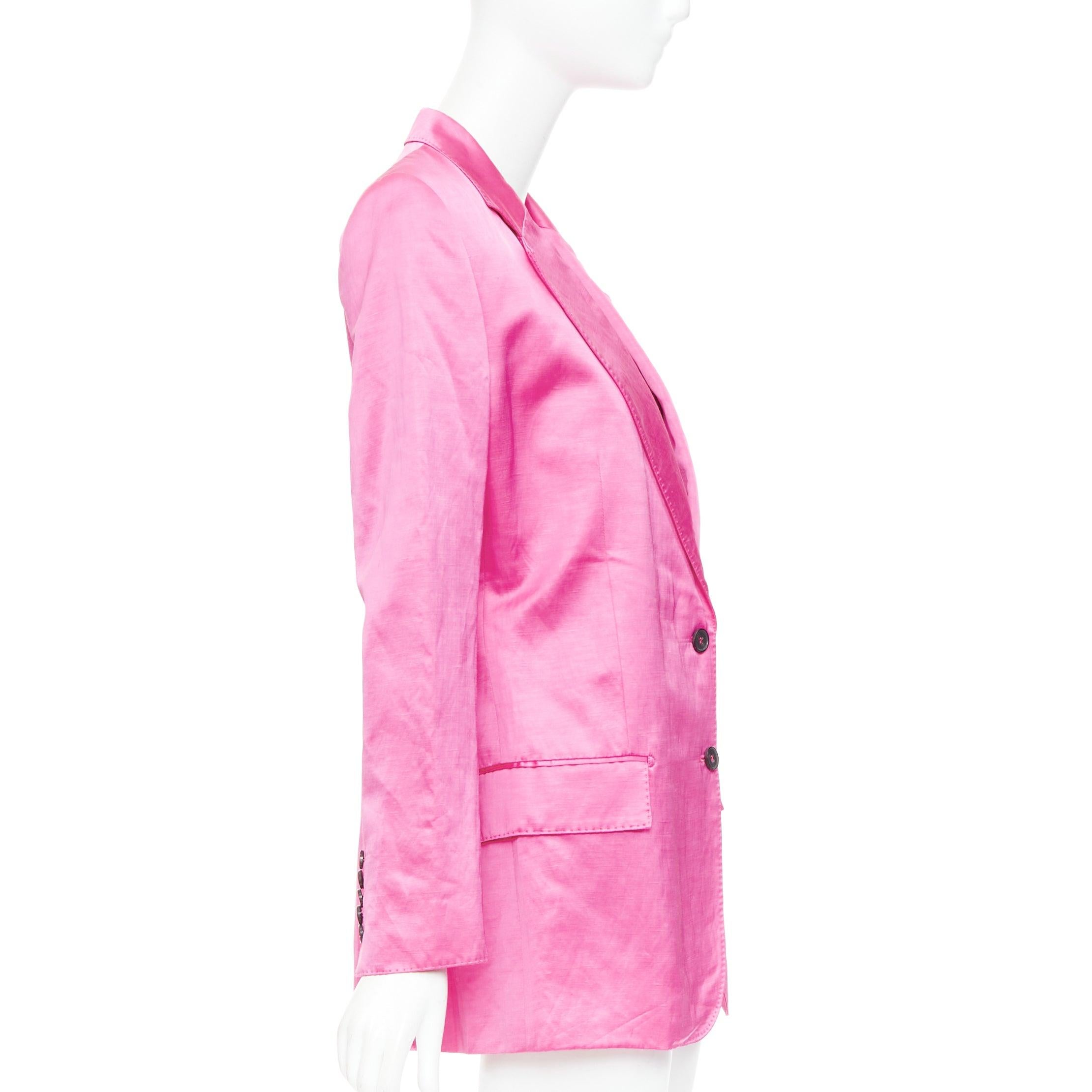 Donna Tom Ford giacca blazer oversize in raso rosa orchidea con risvolto cucito a mano IT36 XXS in vendita