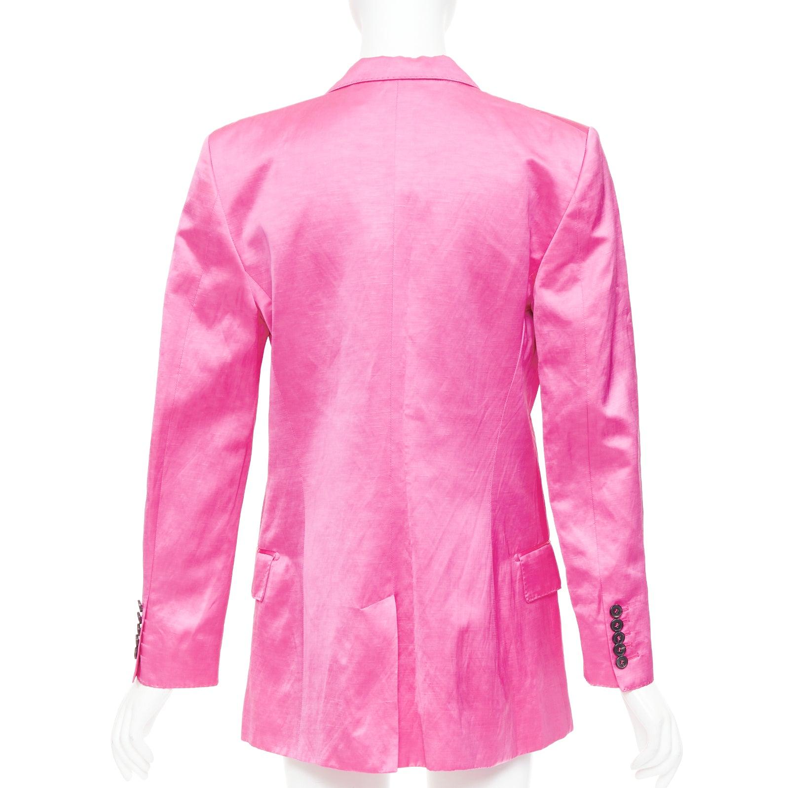 Tom Ford giacca blazer oversize in raso rosa orchidea con risvolto cucito a mano IT36 XXS in vendita 1
