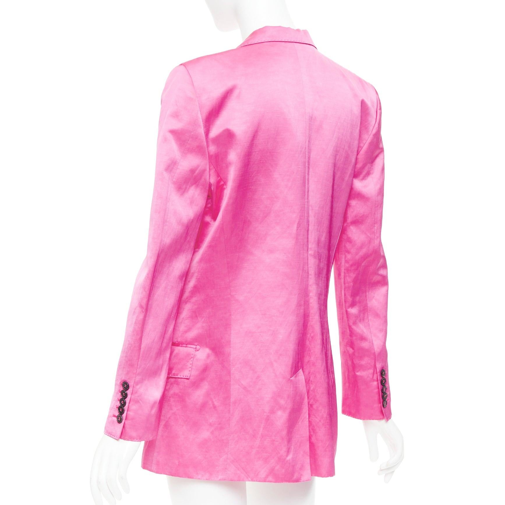 Tom Ford giacca blazer oversize in raso rosa orchidea con risvolto cucito a mano IT36 XXS in vendita 2