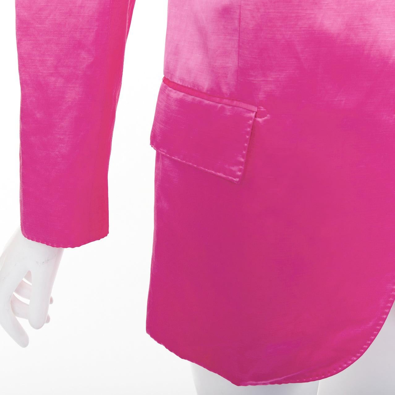 Tom Ford giacca blazer oversize in raso rosa orchidea con risvolto cucito a mano IT36 XXS in vendita 3