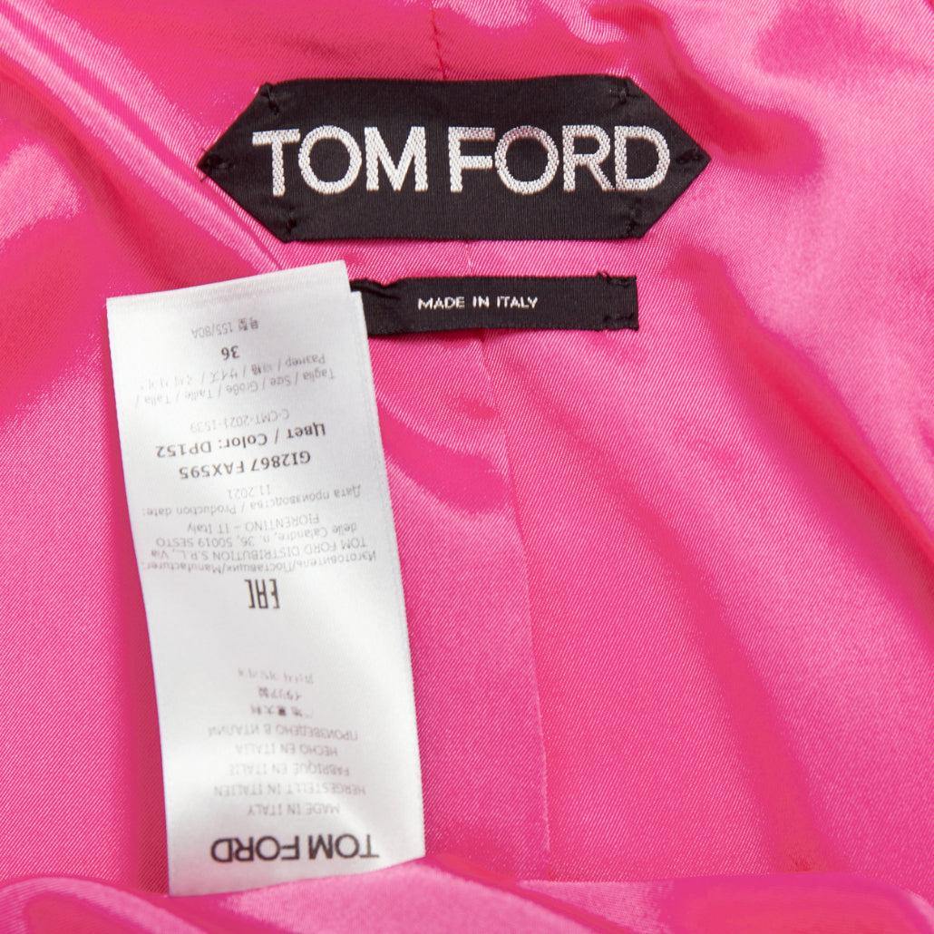 Tom Ford giacca blazer oversize in raso rosa orchidea con risvolto cucito a mano IT36 XXS in vendita 4
