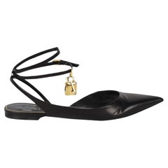 Tom Ford Padlock Embellished Leather Pointed Toe Ballerina Flats Eu 39 Uk 6 Us 9