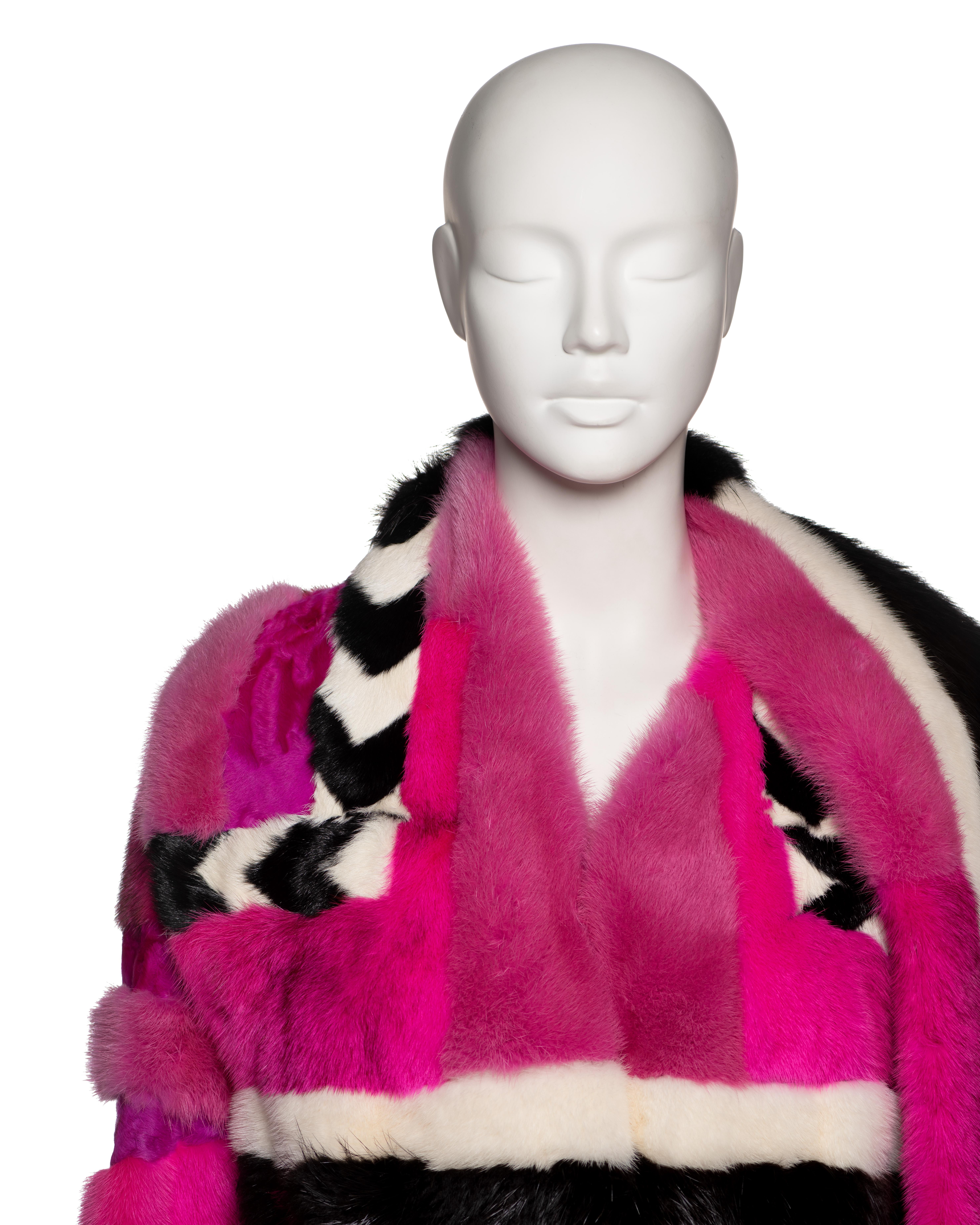 Tom Ford Patchwork Fur Jacket in Pink and Black, FW 2013 In Excellent Condition For Sale In London, GB