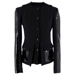 Tom Ford Patent Leather-Paneled Stretch-Wool Jacket - Size US 2 