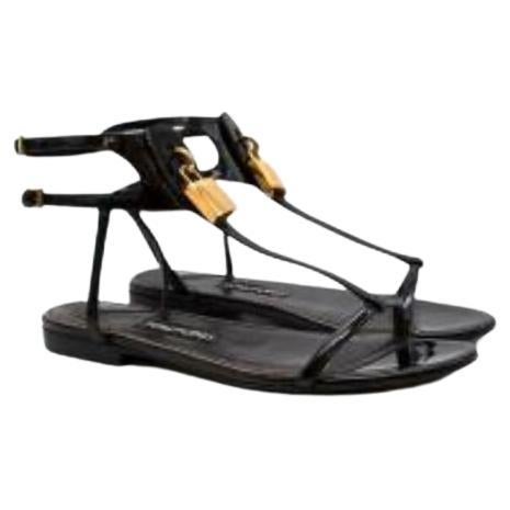 Tom Ford Patent Padlock Flat Sandals For Sale