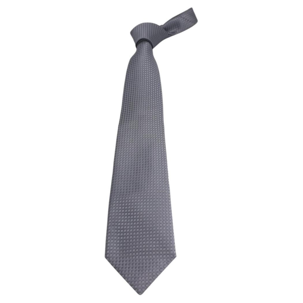 Corbata estampada de Tom Ford en seda y algodón plateados