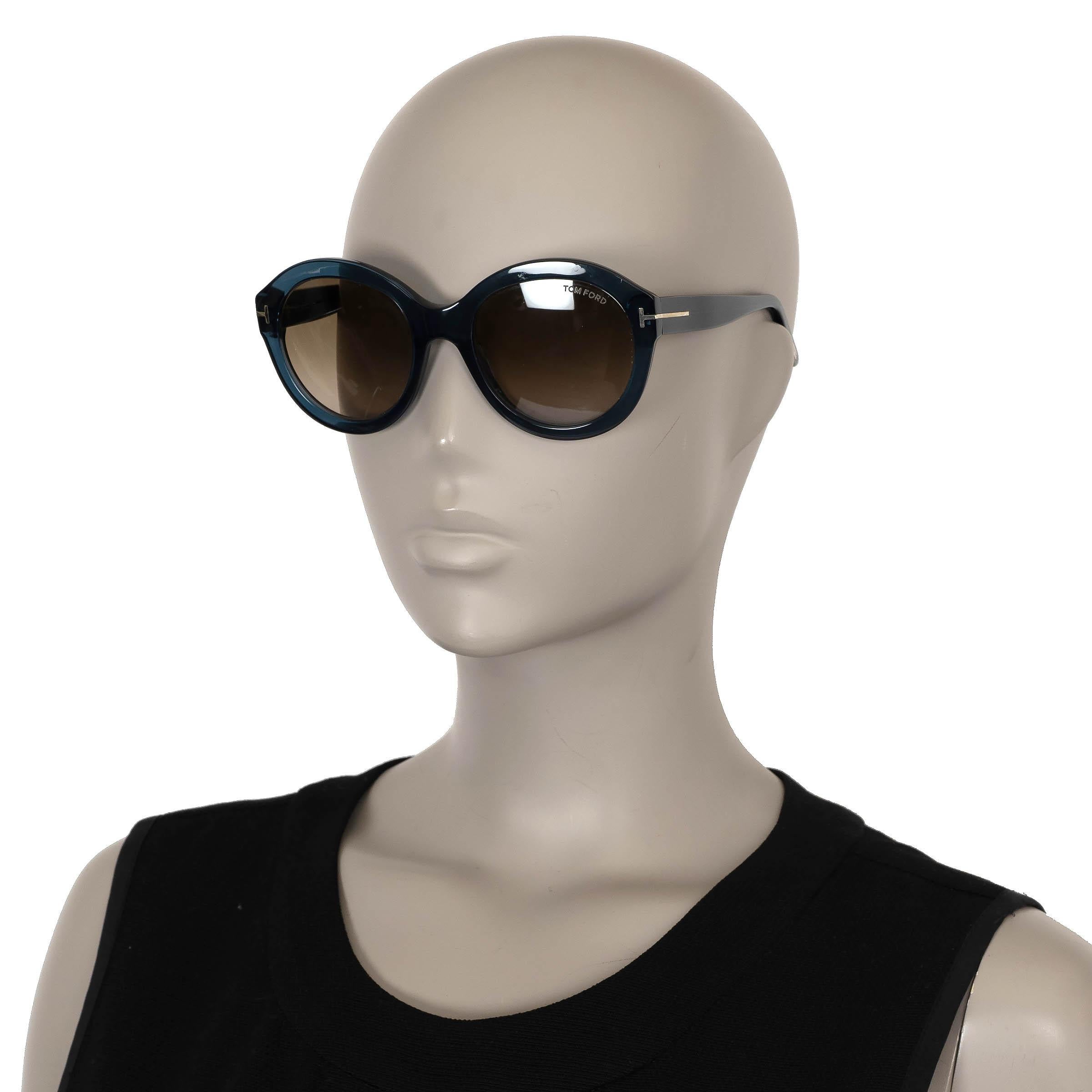 Women's TOM FORD petrol blue KELLY 02 ROUND Sunglasses TF611 For Sale