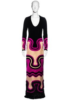 Tom Ford pink and black silk multi panelled evening maxi dress, fw 2015