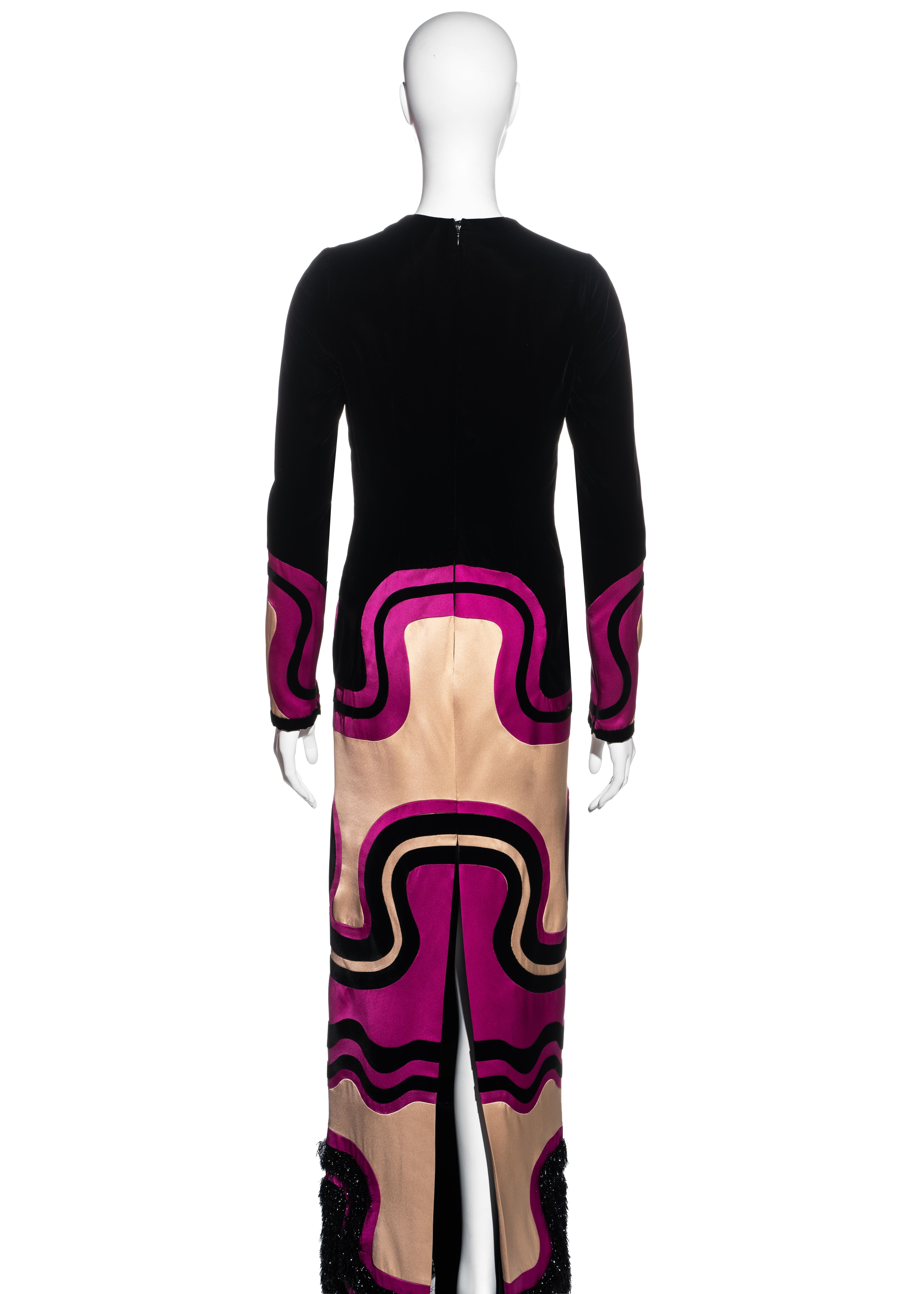 Tom Ford pink and black silk multi panelled evening maxi dress, fw 2015 For Sale 1