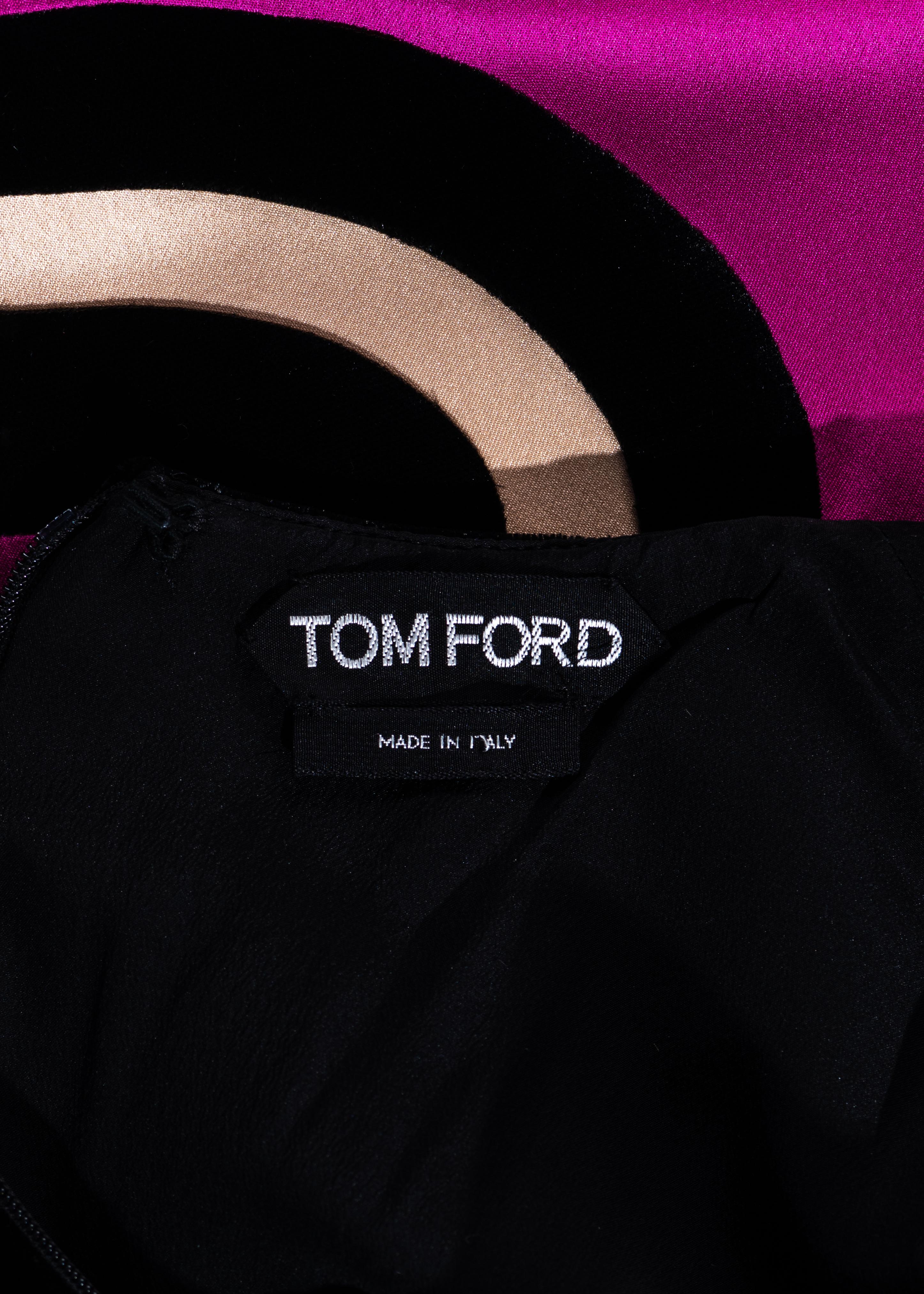 Tom Ford pink and black silk multi panelled evening maxi dress, fw 2015 For Sale 2