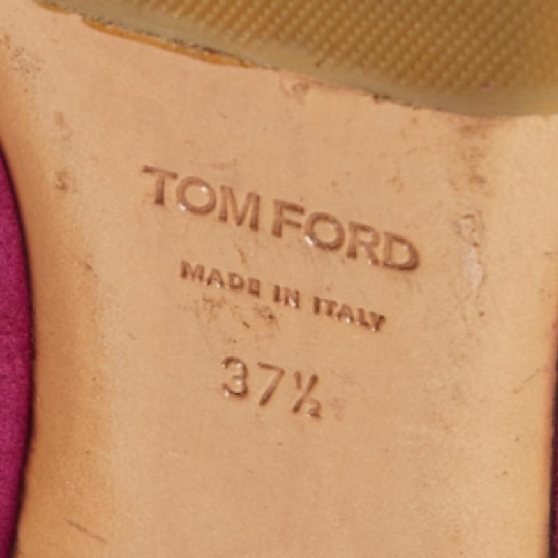 Tom Ford Pink/Black Suede and Leather Ballet Flats Size 37.5 In Good Condition For Sale In Dubai, Al Qouz 2