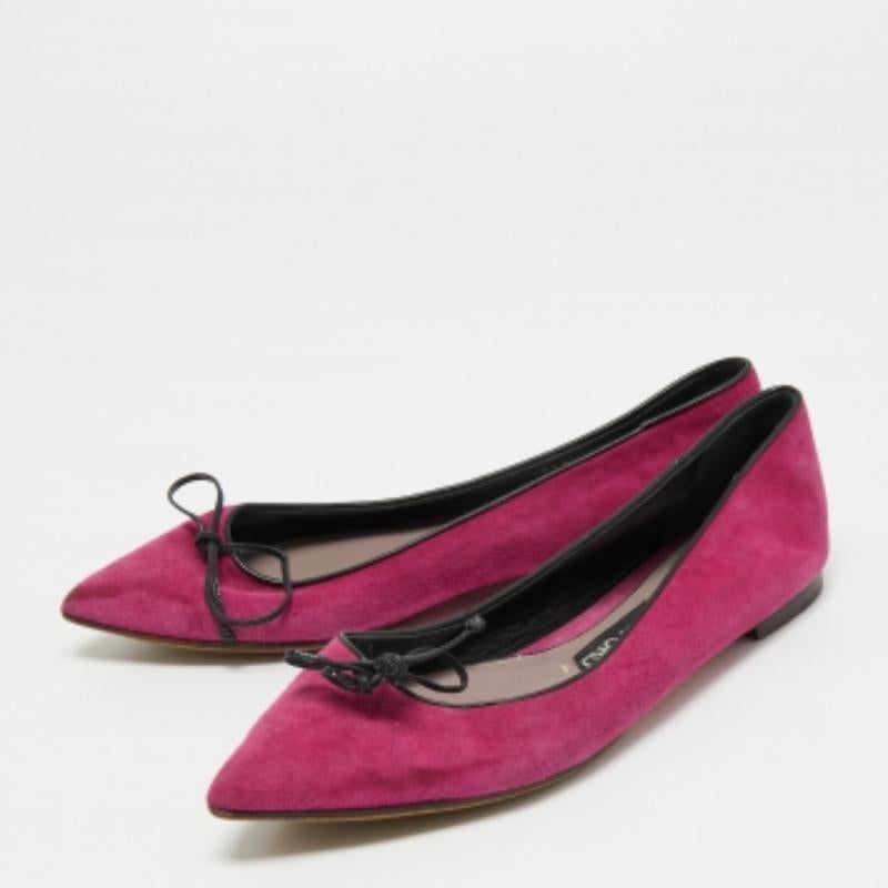Tom Ford Pink/Black Suede and Leather Ballet Flats Size 37.5 For Sale 4
