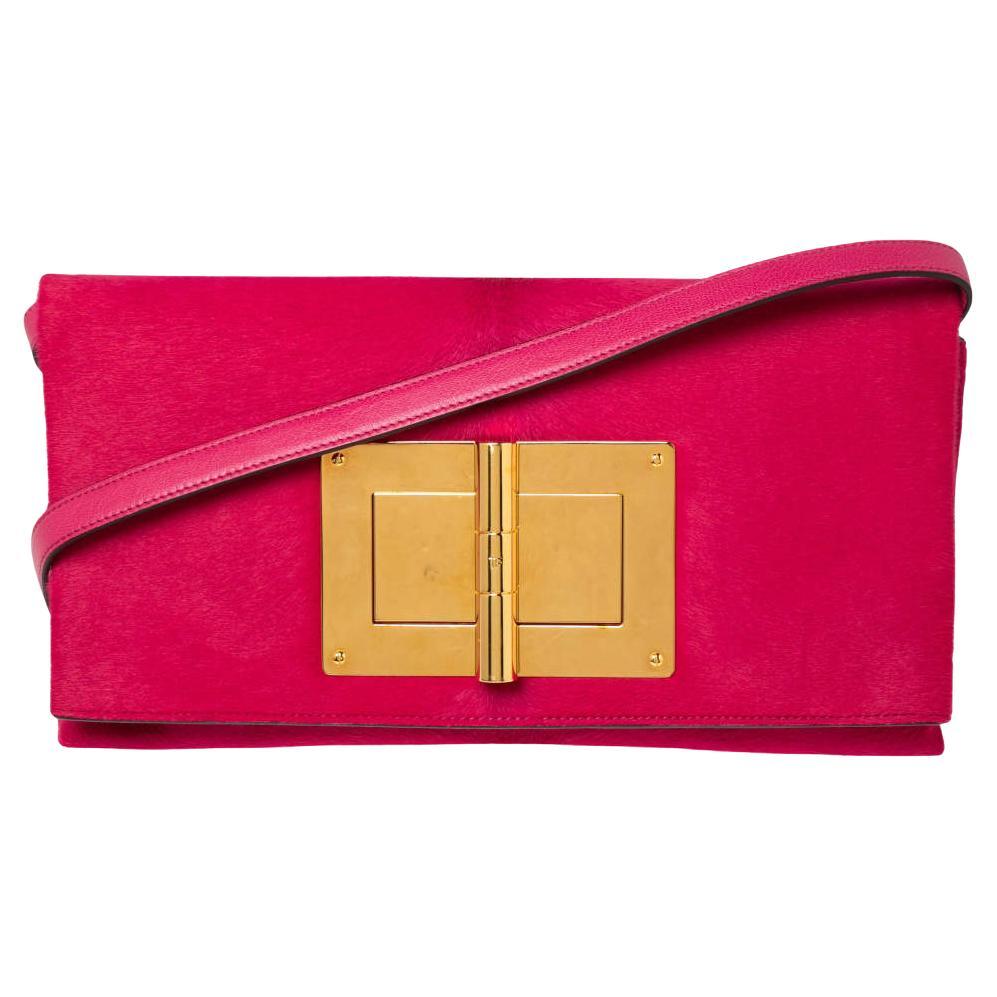 Tom Ford Pink Calf Hair Natalia Convertible Clutch For Sale