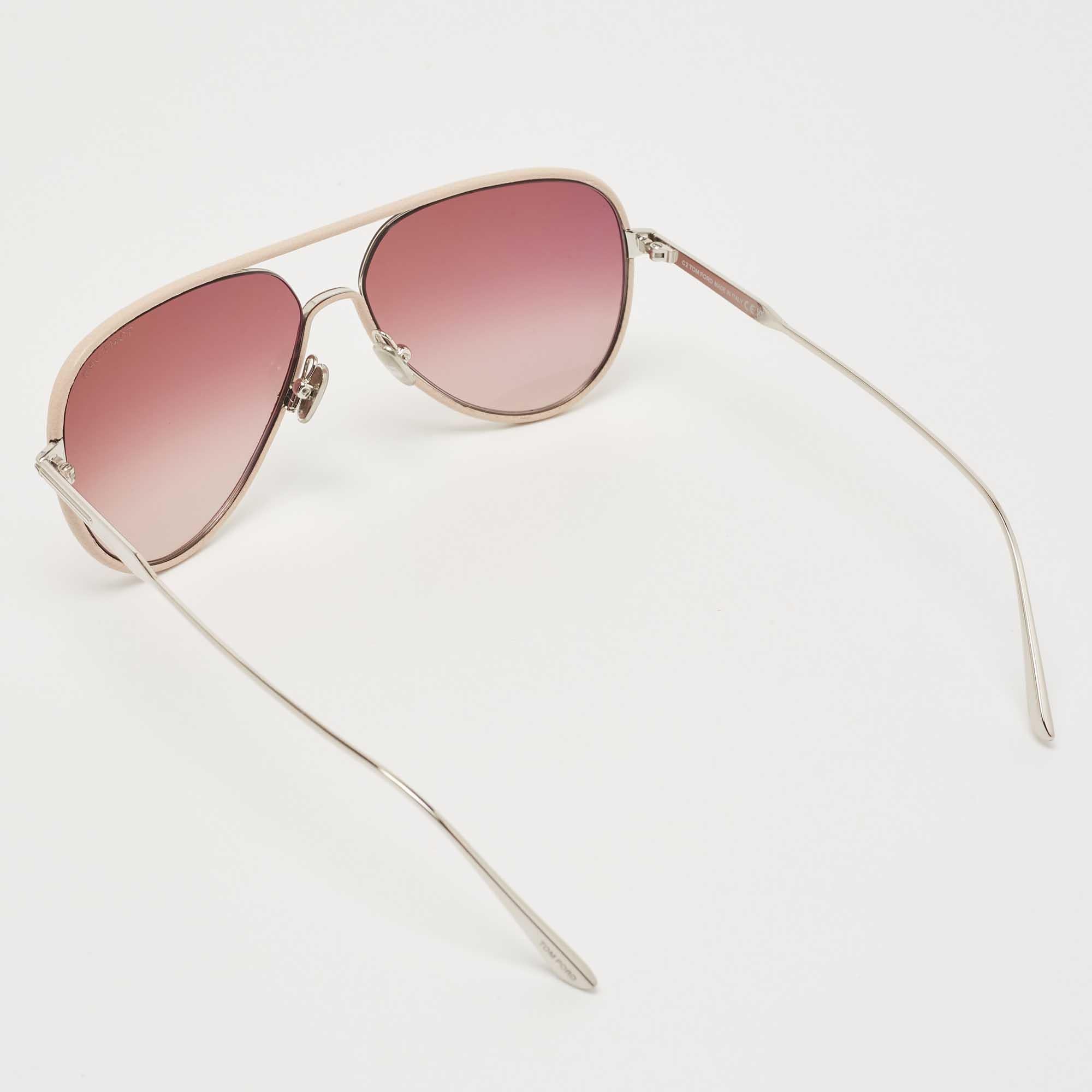 Women's Tom Ford Pink Jessie 02 TF1016 Gradient Sunglasses Aviator Sunglasses