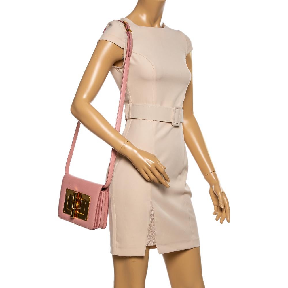 Beige Tom Ford Pink Leather Small Natalia Crossbody Bag