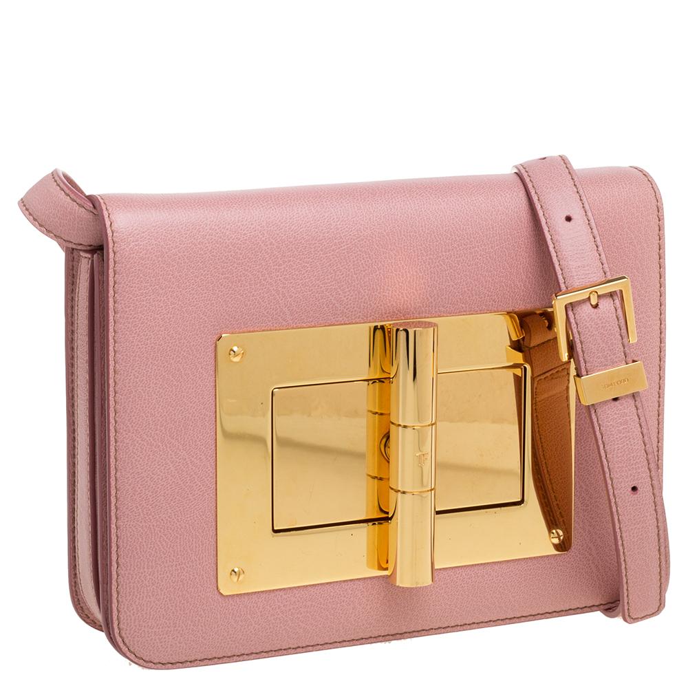 Tom Ford Pink Leather Small Natalia Crossbody Bag In Good Condition In Dubai, Al Qouz 2