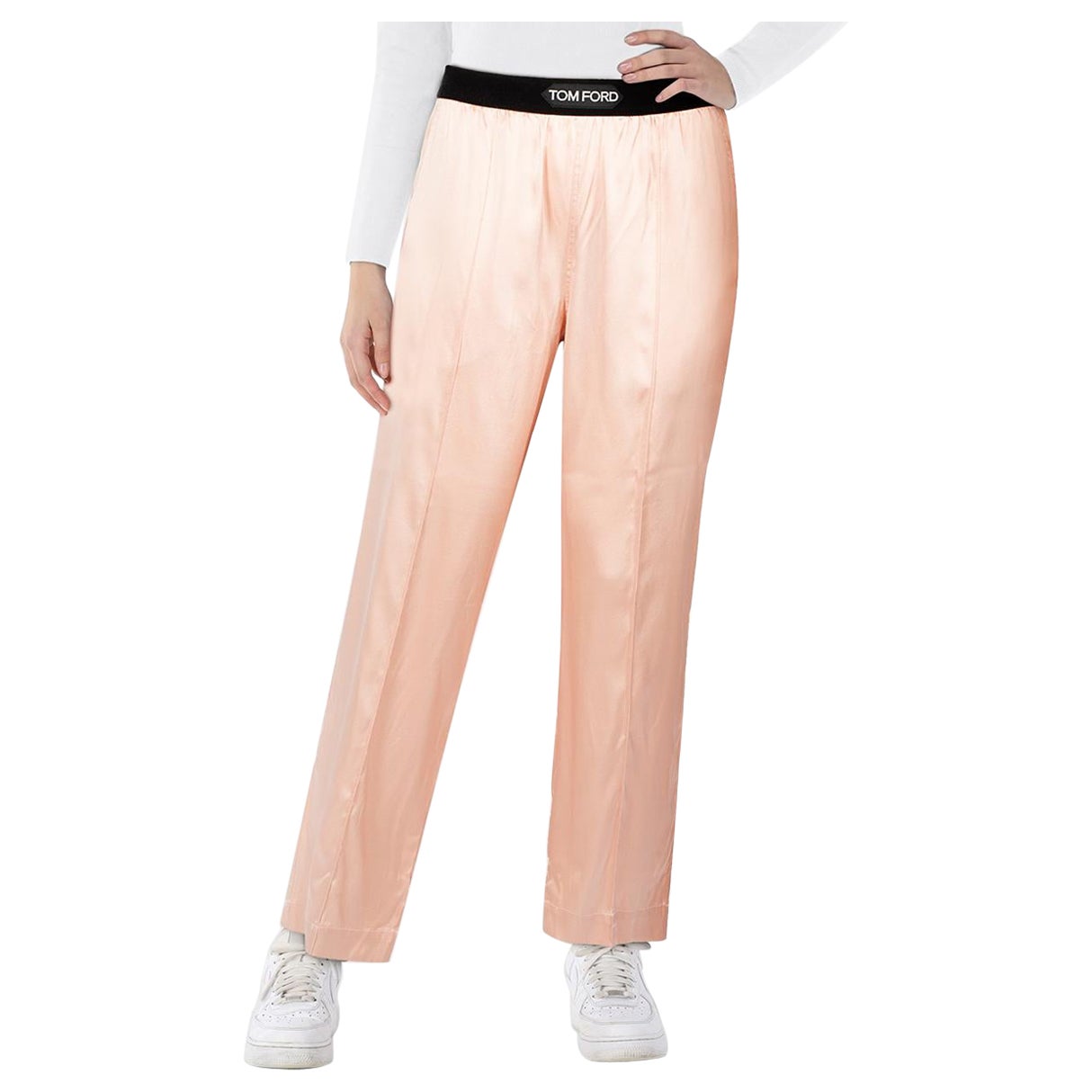 Tom Ford Pink Logo Waistband Trousers Size S For Sale