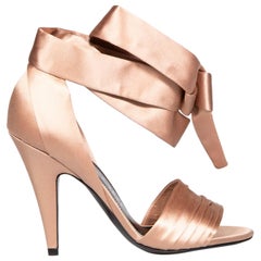 Tom Ford Pink Satin 105 Wraparound Ribbon Sandals Size IT 37