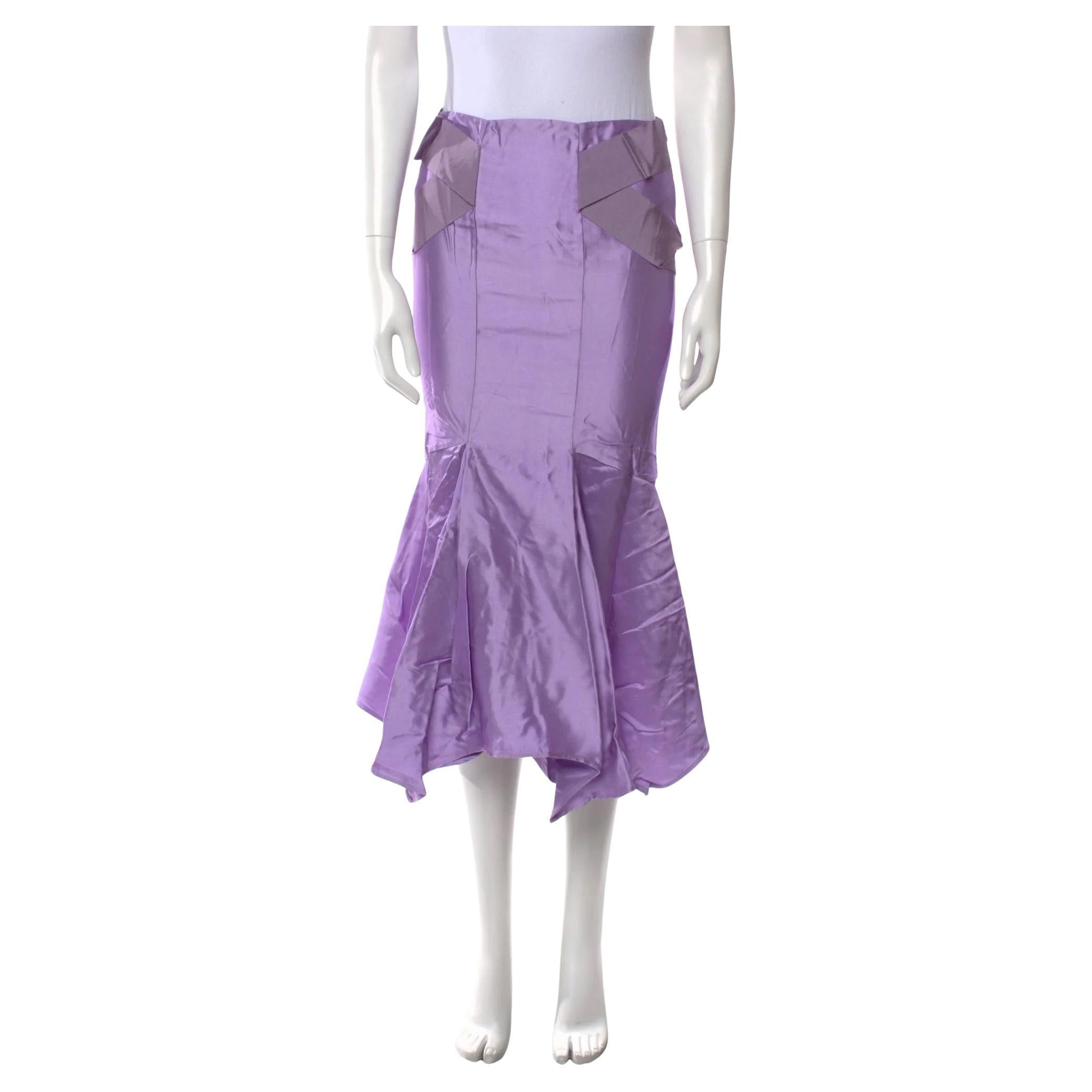 Tom Ford Pleated Accents Purple Skirt