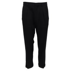 Tom Ford Pleated Cropped Trousers in Black Wool